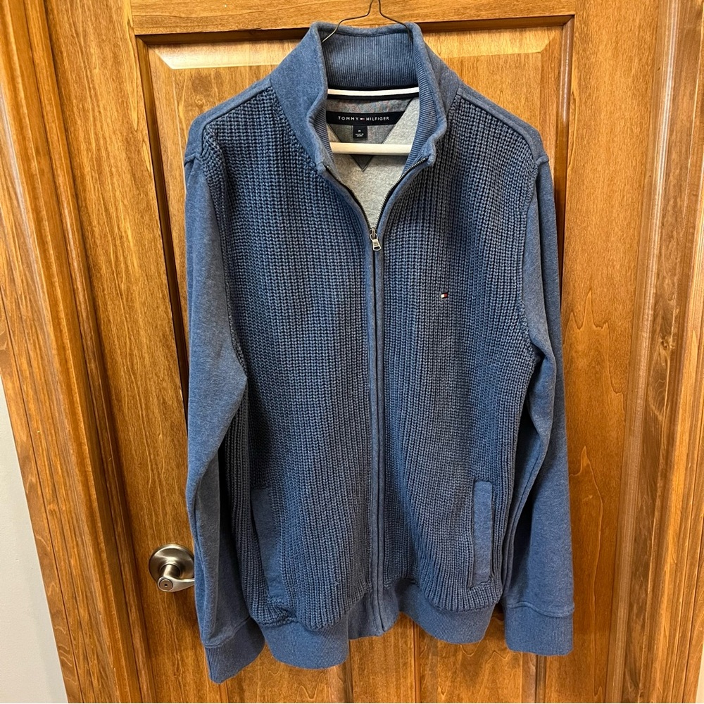 Men’s Tommy Hilfiger Knitted Front Blue Jacket Medium